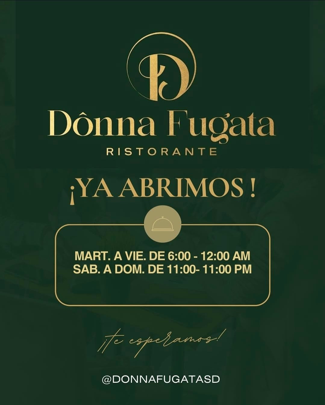  Italiana   Pizzas  Av. Sarasota, Santo Domingo, República Dominicana  809-863-2625 Donna Fugata Ristorante HORARIOS Martes a Viernes 4:00 p.m. – 12:00 a.m. Sabado y Domingo 11:00 a.m. – 11:00 p.m.